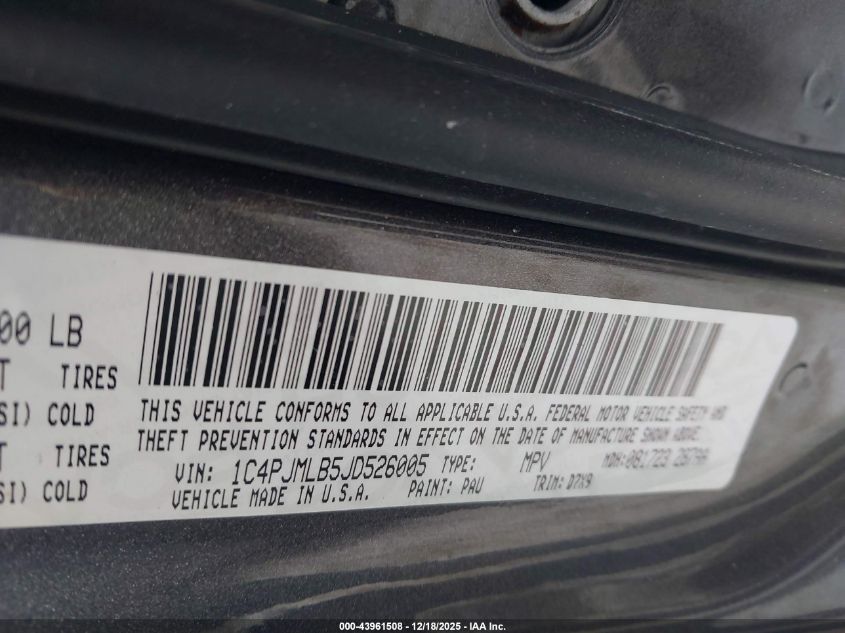 2018 Jeep Cherokee Latitude Plus 4X4 VIN: 1C4PJMLB5JD526005 Lot: 43961508