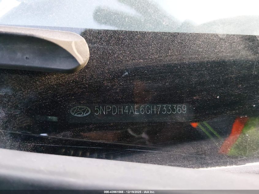 2016 Hyundai Elantra Se VIN: 5NPDH4AE6GH733369 Lot: 43961566