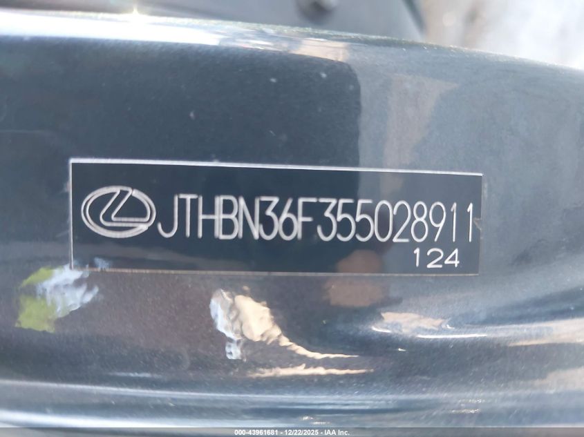 2005 Lexus Ls 430 VIN: JTHBN36F355028911 Lot: 43961681