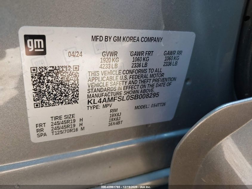 2025 Buick Encore Gx Avenir Fwd VIN: KL4AMFSL0SB008295 Lot: 43961765