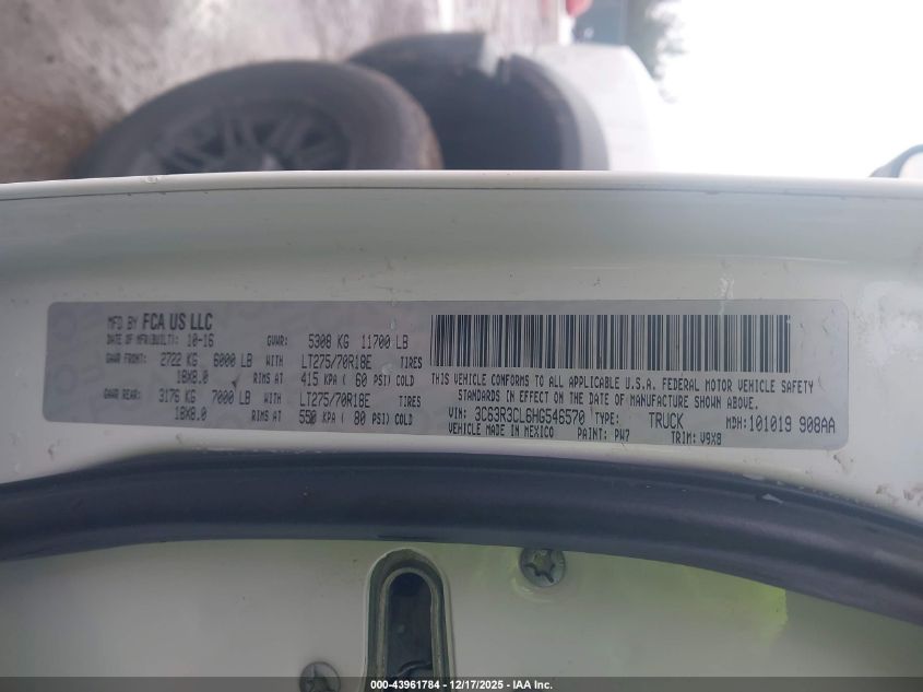 2017 Ram 3500 Tradesman 4X4 6'4 Box VIN: 3C63R3CL6HG546570 Lot: 43961784