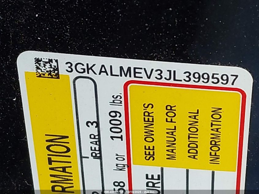 2018 GMC Terrain Sle VIN: 3GKALMEV3JL399597 Lot: 43961785