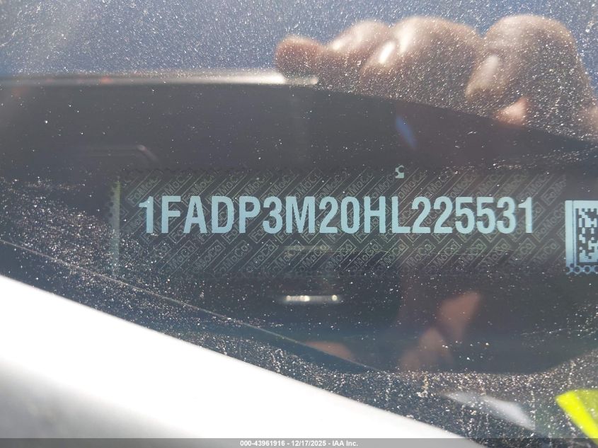 2017 Ford Focus Sel VIN: 1FADP3M20HL225531 Lot: 43961916