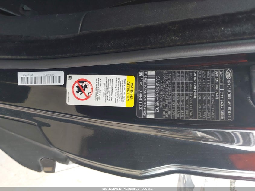 2013 Land Rover Range Rover Evoque Pure Plus VIN: SALVP1BG2DH769763 Lot: 43961940