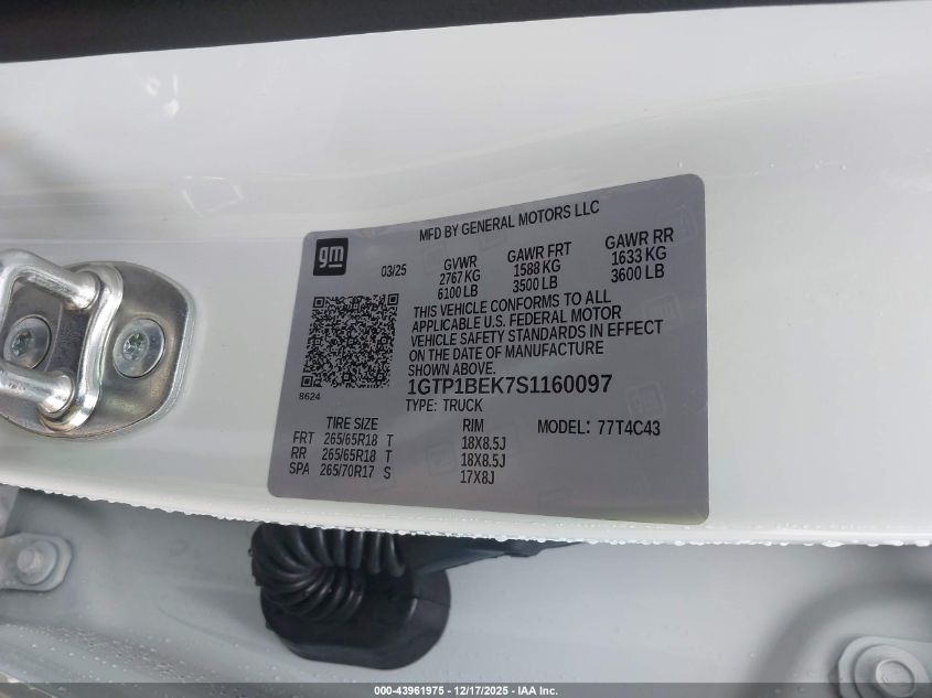 2025 GMC Canyon 2Wd Elevation VIN: 1GTP1BEK7S1160097 Lot: 43961975