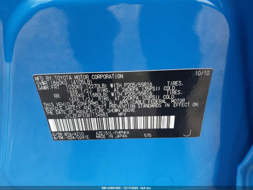 2011 Scion Xb Release Series 8.0 VIN: JTLZE4FE0B1134883 Lot: 43961980