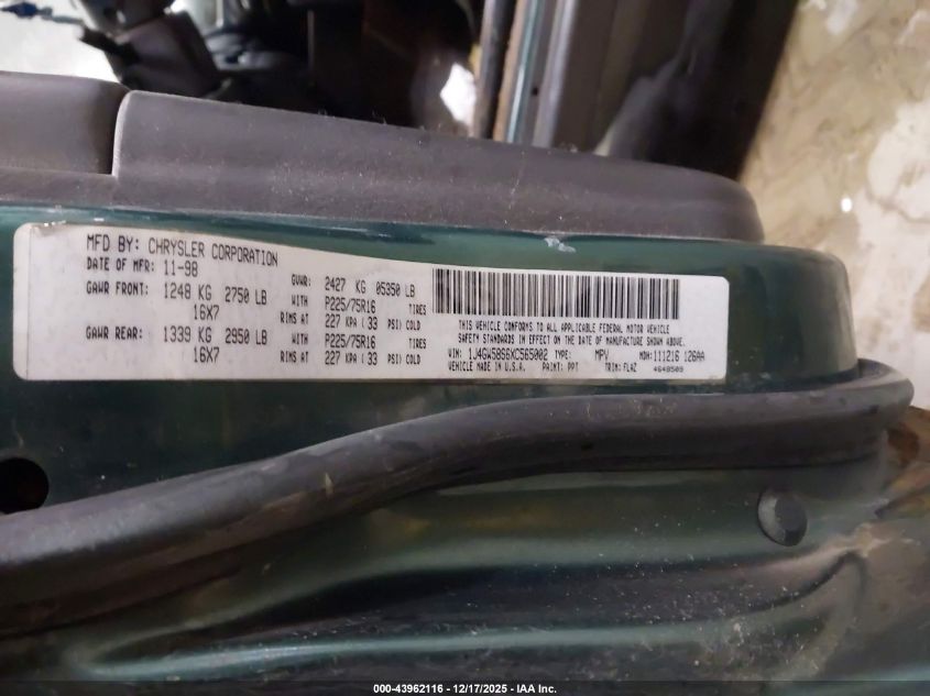 1999 Jeep Grand Cherokee Laredo VIN: 1J4GW58S6XC565002 Lot: 43962116