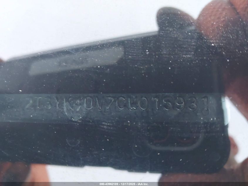 2012 Toyota Rav4 Limited V6 VIN: 2T3YK4DV7CW015931 Lot: 43962189