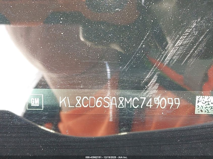 2021 Chevrolet Spark Fwd 1Lt Automatic VIN: KL8CD6SA8MC749099 Lot: 43962191