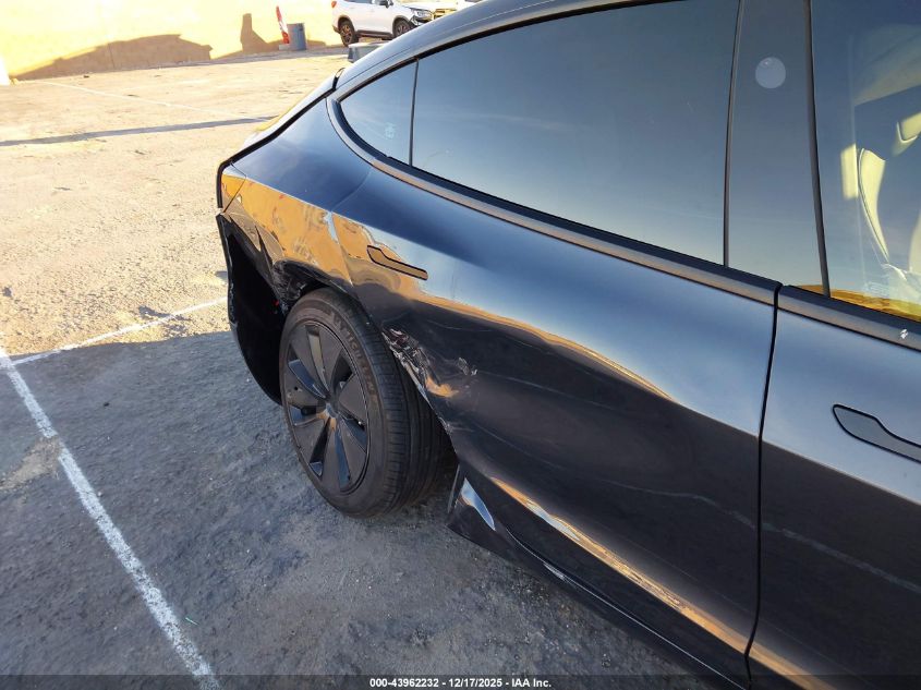 2025 Tesla Model 3 Long Range Rear-Wheel Drive/Standard Rear-Wheel Drive VIN: 5YJ3E1EA6SF001261 Lot: 43962232
