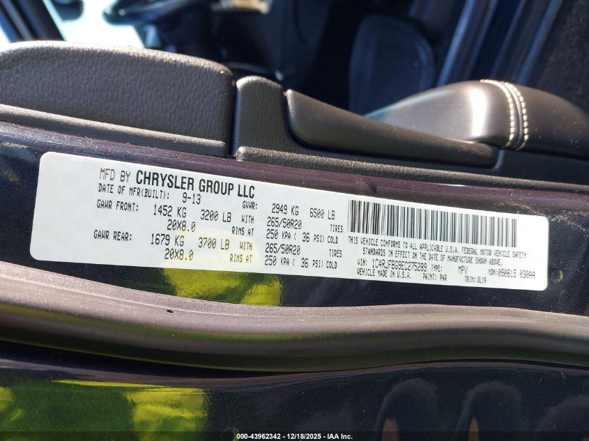 2014 Jeep Grand Cherokee Limited VIN: 1C4RJFBG9EC275289 Lot: 43962342