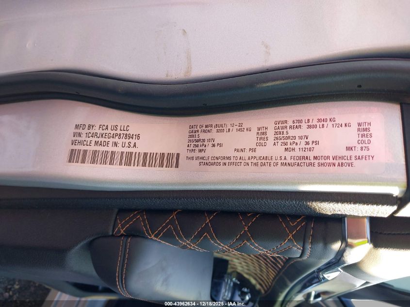 2023 Jeep Grand Cherokee L Summit 4X4 VIN: 1C4RJKEG4P8789416 Lot: 43962634