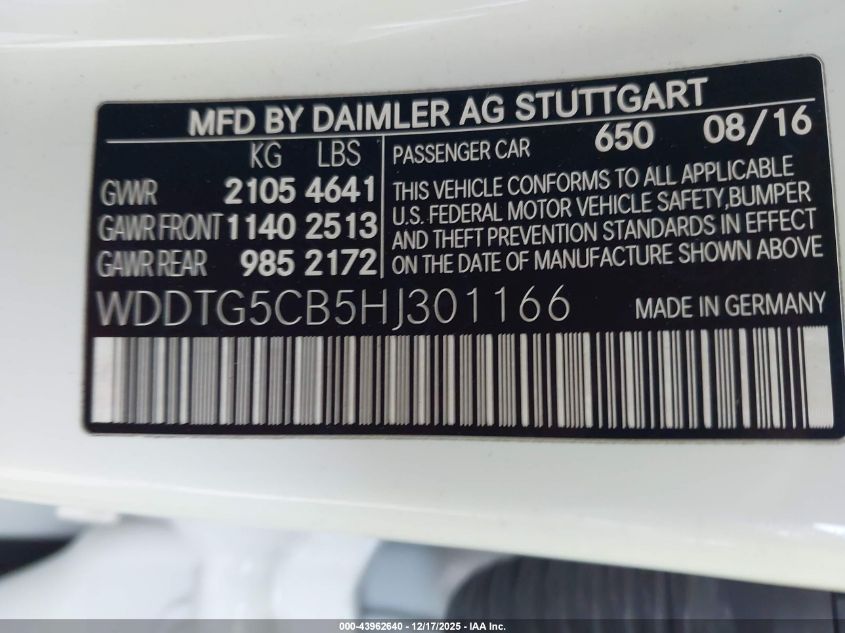 2017 Mercedes-Benz Amg Gla 45 4Matic VIN: WDDTG5CB5HJ301166 Lot: 43962640