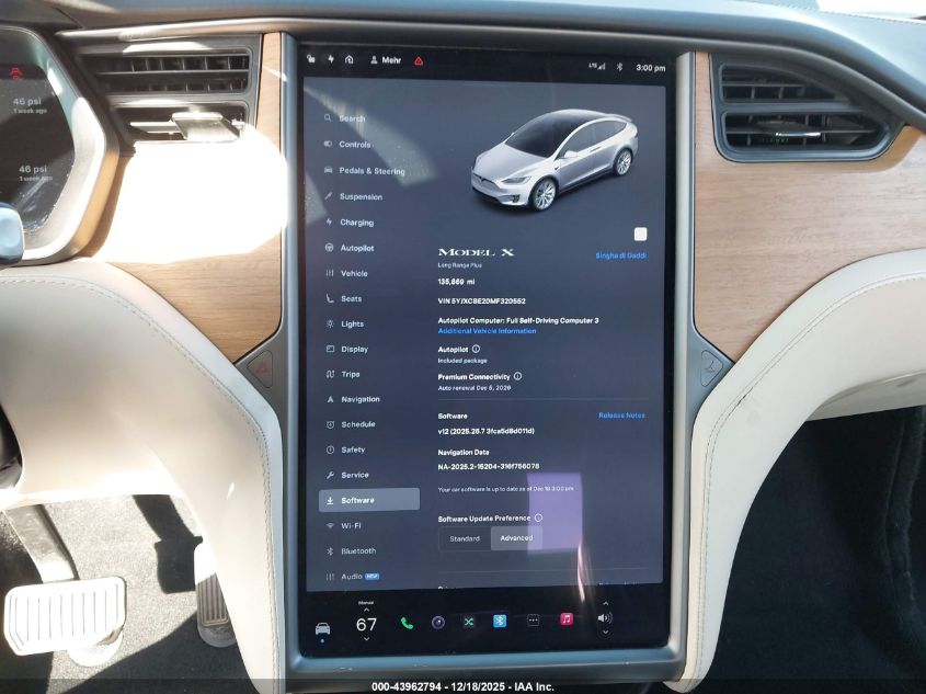 2021 Tesla Model X Long Range Dual Motor All-Wheel Drive/Long Range Plus Dual Motor All-Wheel Drive VIN: 5YJXCBE20MF320552 Lot: 43962794