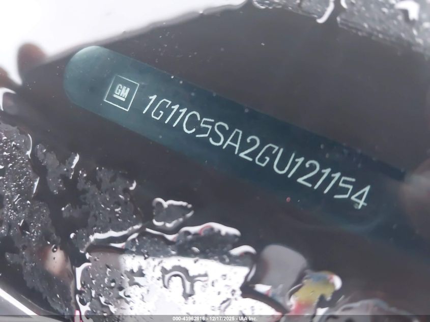 2016 Chevrolet Malibu Limited Lt VIN: 1G11C5SA2GU121154 Lot: 43962816