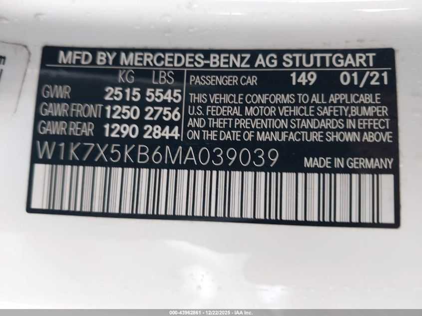 2021 Mercedes-Benz Amg Gt 43 4-Door Coupe VIN: W1K7X5KB6MA039039 Lot: 43962861