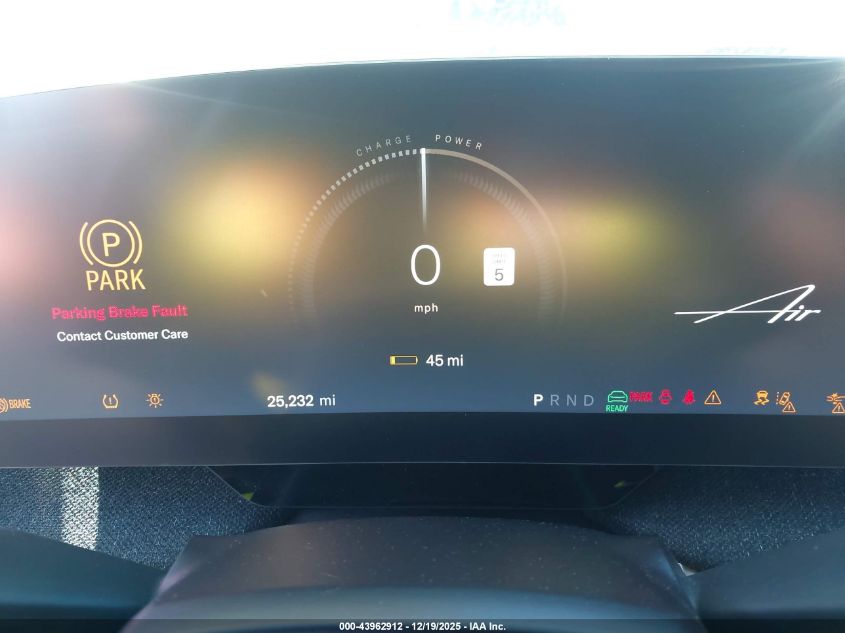 2025 Lucid Air Pure VIN: 50EA1PGA9SA007773 Lot: 43962912