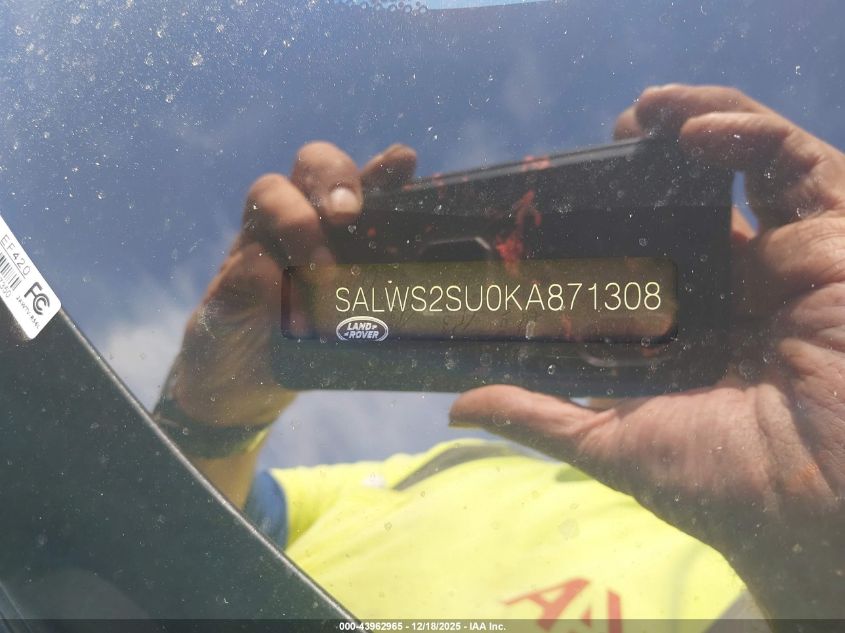 2019 Land Rover Range Rover Sport Hst Mhev VIN: SALWS2SU0KA871308 Lot: 43962965