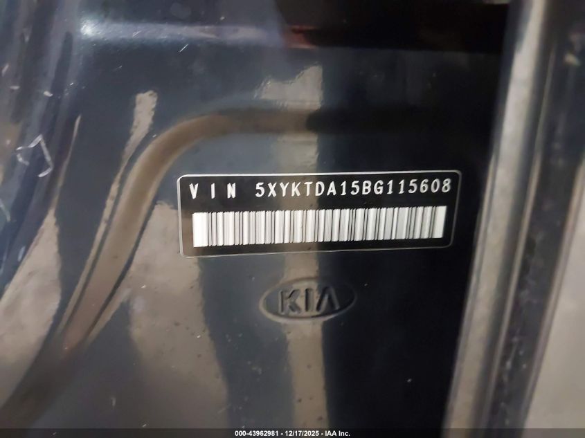 2011 Kia Sorento Lx VIN: 5XYKTDA15BG115608 Lot: 43962981