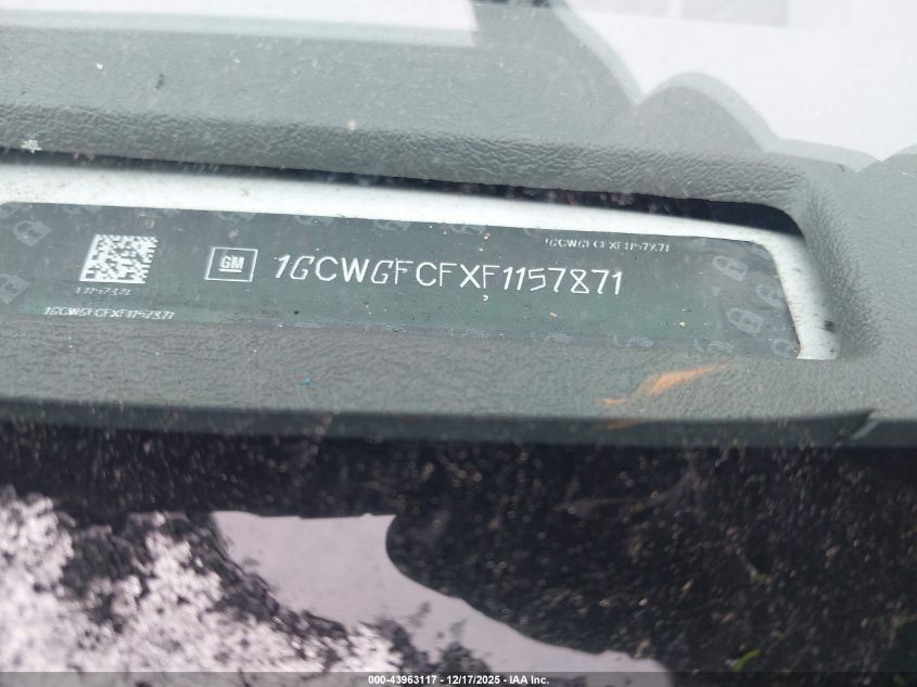 2015 Chevrolet Express 2500 Work Van VIN: 1GCWGFCFXF1157871 Lot: 43963117