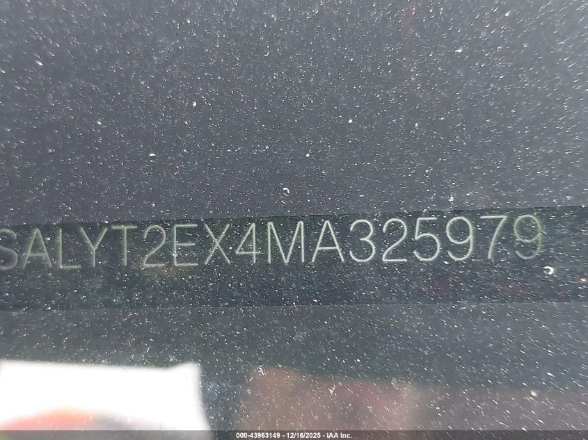 2021 Land Rover Range Rover Velar P250 R-Dynamic S VIN: SALYT2EX4MA325979 Lot: 43963149