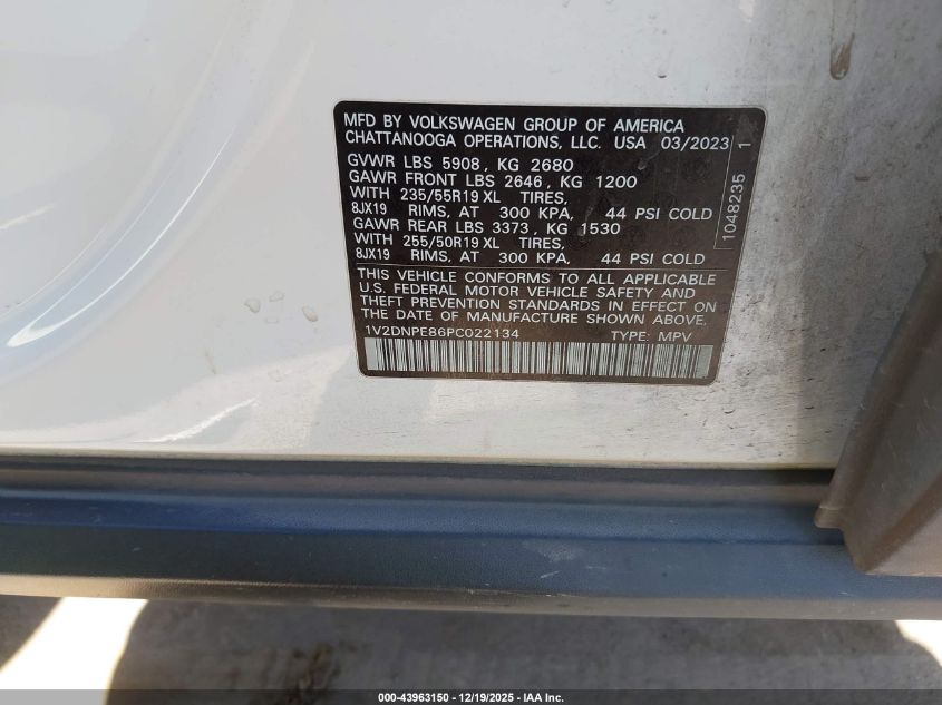 2023 Volkswagen Id.4 Awd Pro VIN: 1V2DNPE86PC022134 Lot: 43963150