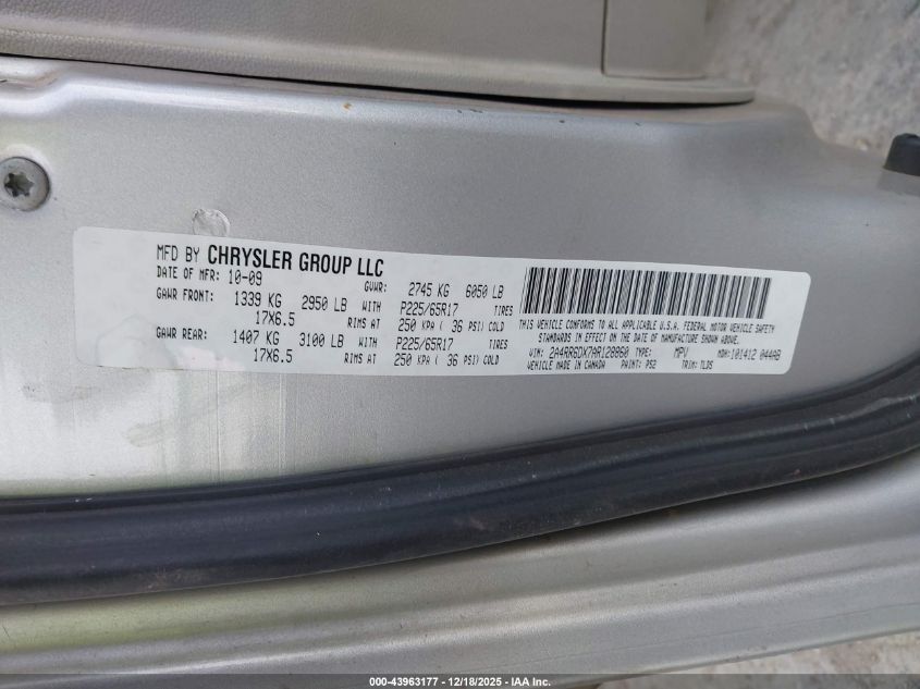 2010 Chrysler Town & Country Limited VIN: 2A4RR6DX7AR128860 Lot: 43963177