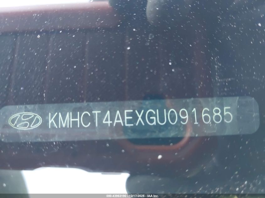 2016 Hyundai Accent Se VIN: KMHCT4AEZGU091685 Lot: 43963190