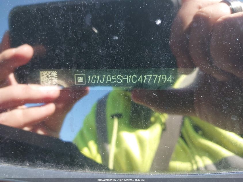 2012 Chevrolet Sonic 2Ls VIN: 1G1JA5SH1C4177194 Lot: 43963195