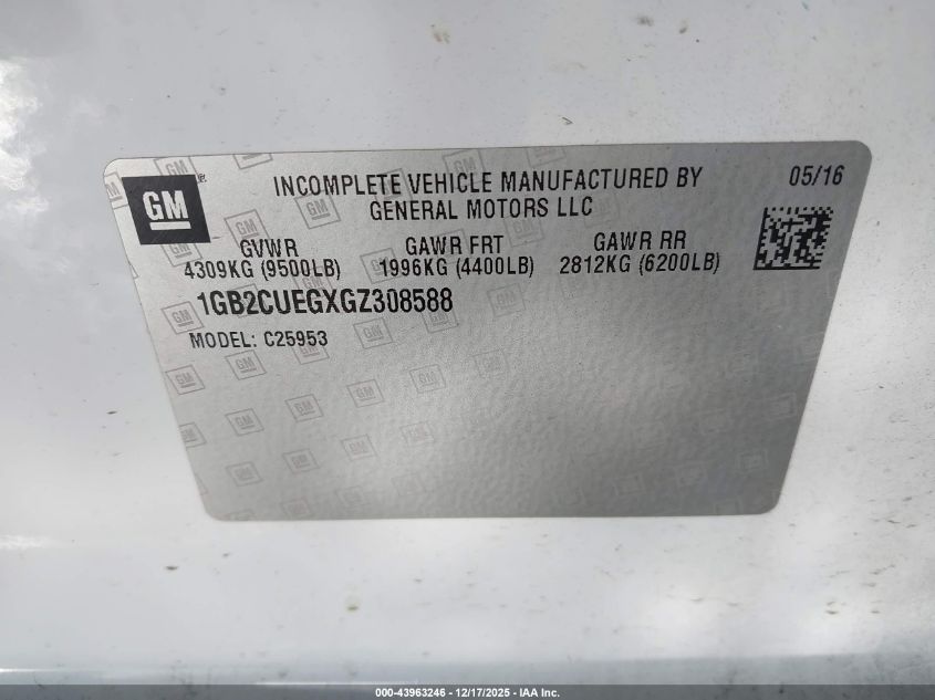 2016 Chevrolet Silverado 2500Hd Wt VIN: 1GB2CUEGXGZ308588 Lot: 43963246