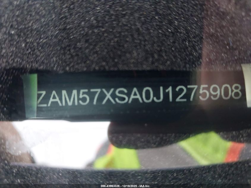 2018 Maserati Ghibli VIN: ZAM57XSA0J1275908 Lot: 43963326