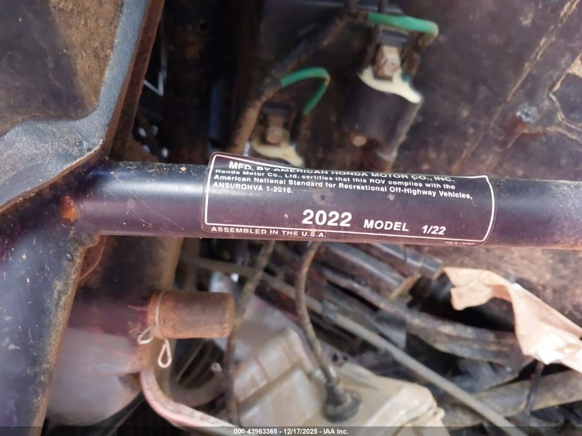 2022 Honda Sxs1000 S2R VIN: 1HFVE0542N4300115 Lot: 43963365