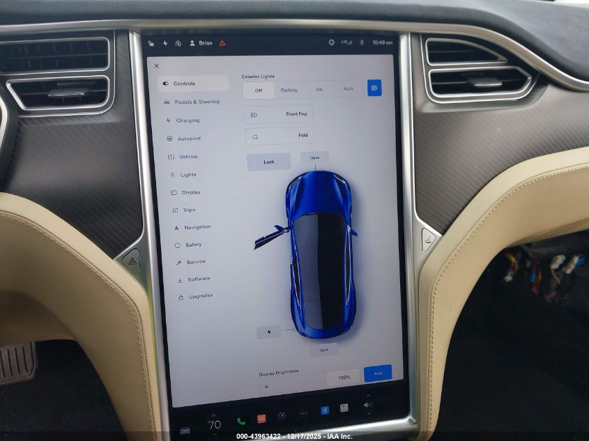 2017 Tesla Model S 100D/60D/75D/90D/P100D VIN: 5YJSA1E2XHF202430 Lot: 43963422