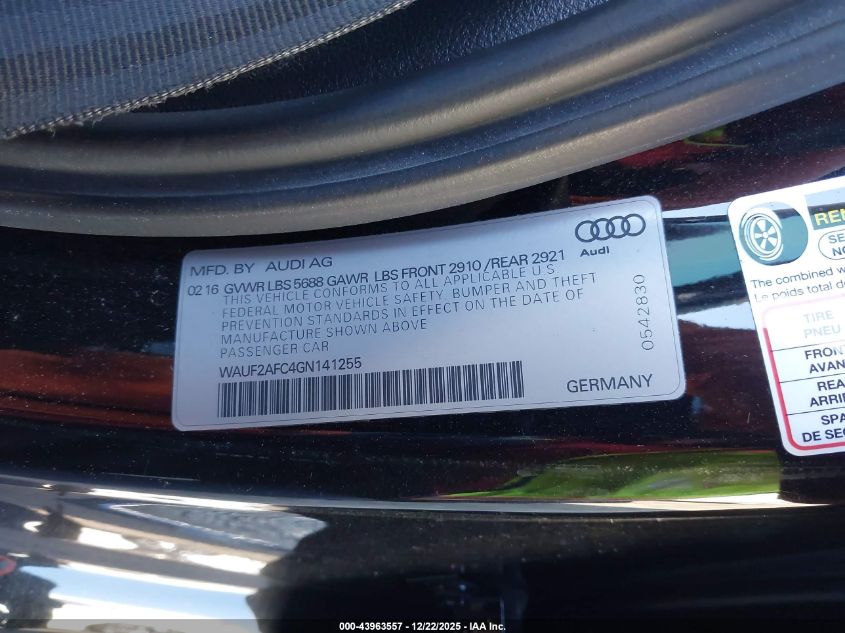 2016 Audi S6 4.0T Premium Plus VIN: WAUF2AFC4GN141255 Lot: 43963557