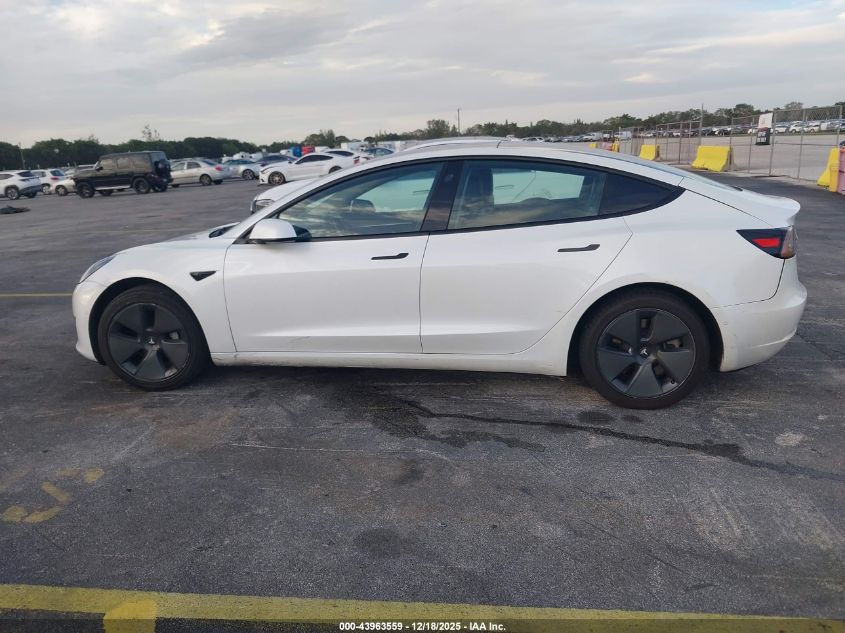 2022 Tesla Model 3 Rear-Wheel Drive VIN: 5YJ3E1EA4NF157593 Lot: 43963559