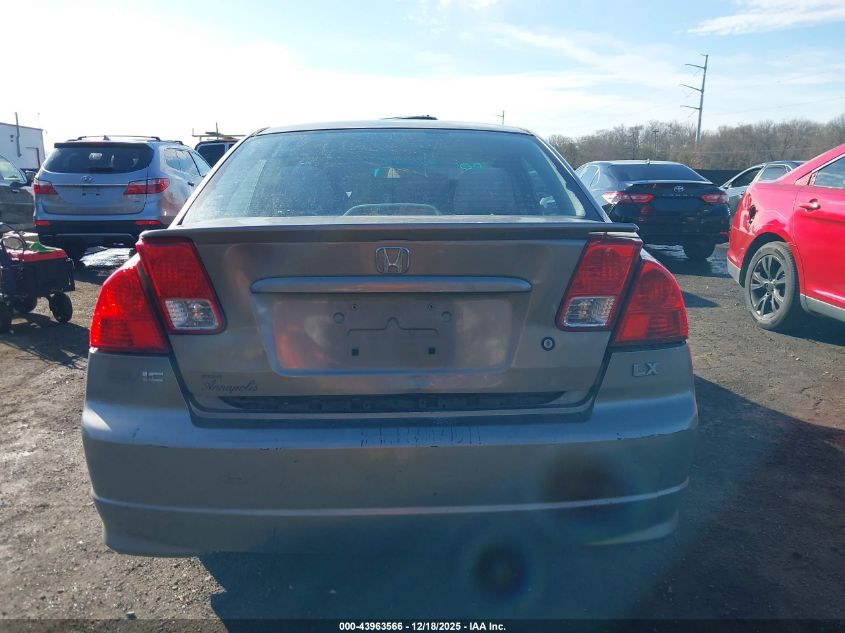 2005 Honda Civic Lx VIN: JHMES16535S005504 Lot: 43963566