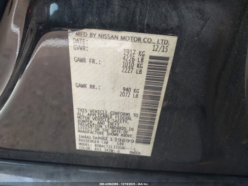 1N4AL3AP6GC139699 2016 NISSAN ALTIMA photo no. 9