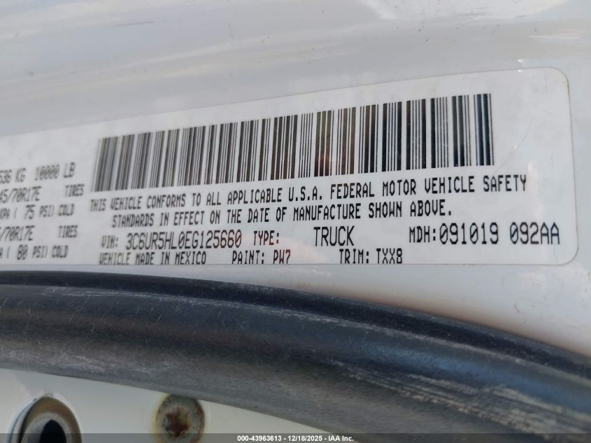 2014 Ram 2500 Tradesman VIN: 3C6UR5HL0EG125660 Lot: 43963613