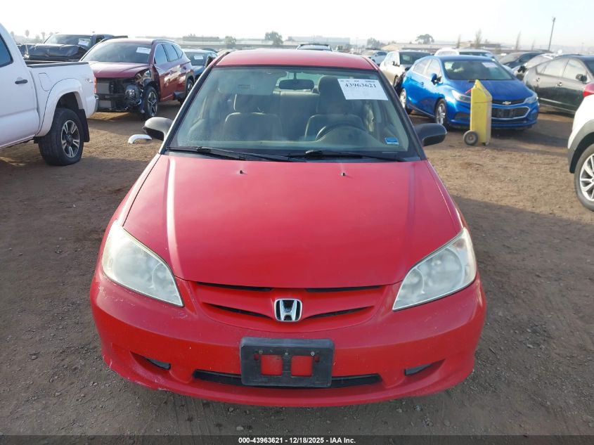 2005 Honda Civic Vp VIN: 1HGES16395L003333 Lot: 43963621