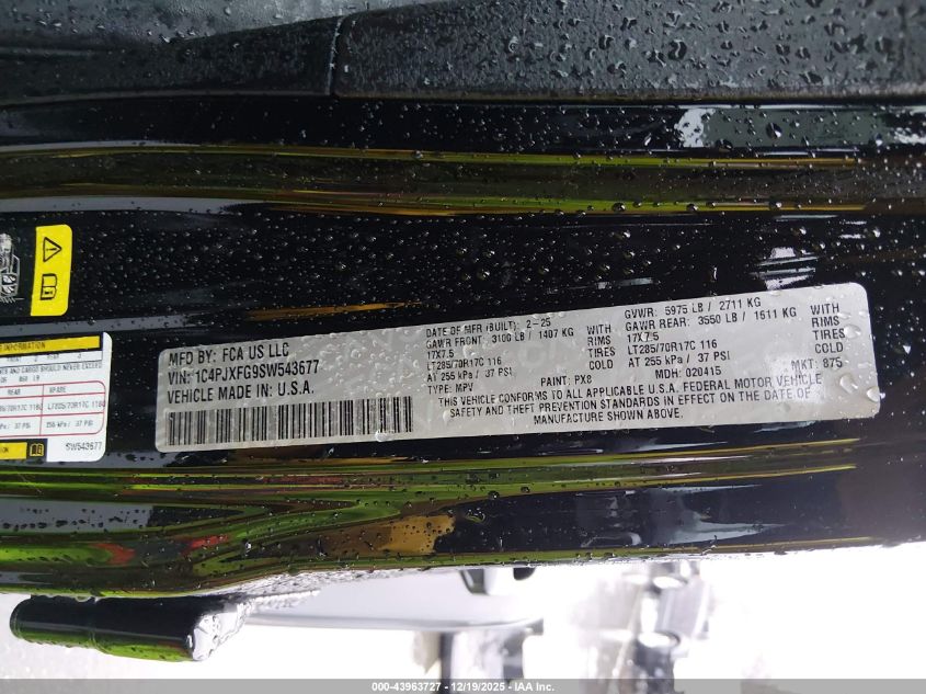 2025 Jeep Wrangler 4-Door Rubicon 4X4 VIN: 1C4PJXFG9SW543677 Lot: 43963727