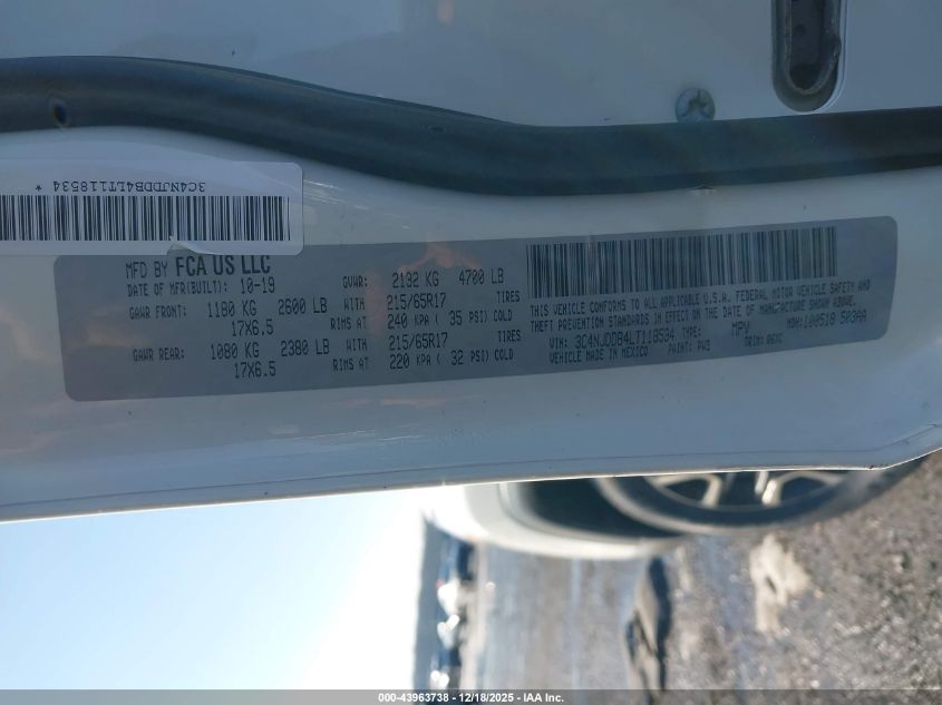 2020 Jeep Compass Trailhawk 4X4 VIN: 3C4NJDDB4LT118534 Lot: 43963738