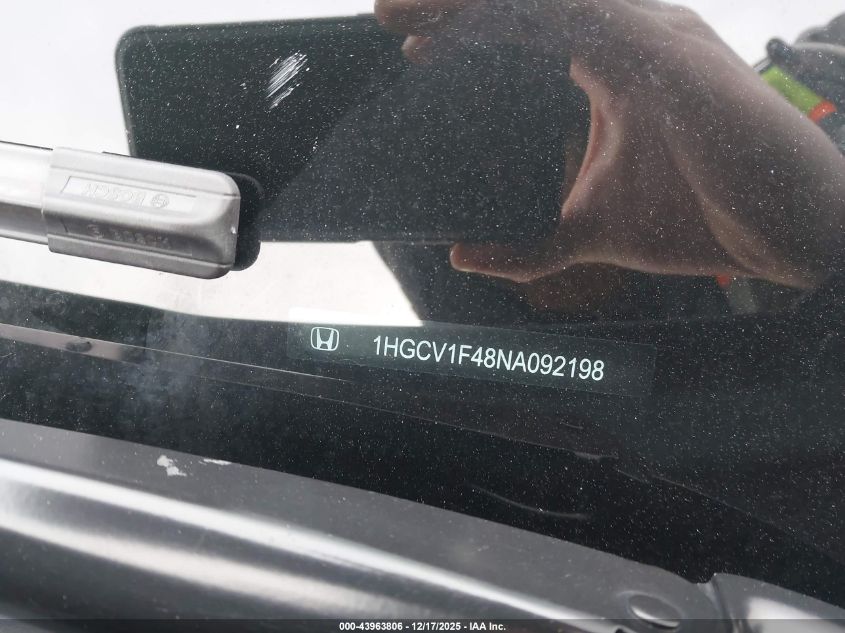 2022 Honda Accord Sport Special Edition VIN: 1HGCV1F48NA092198 Lot: 43963806