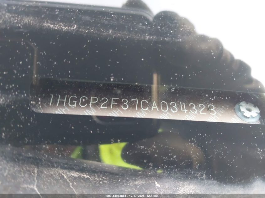 2012 Honda Accord 2.4 Lx VIN: 1HGCP2F37CA034328 Lot: 43963861