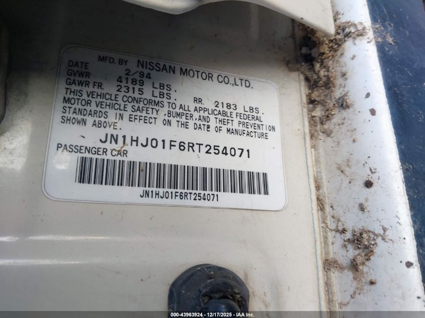 1994 Nissan Maxima Gxe VIN: JN1HJ01F6RT254071 Lot: 43963924