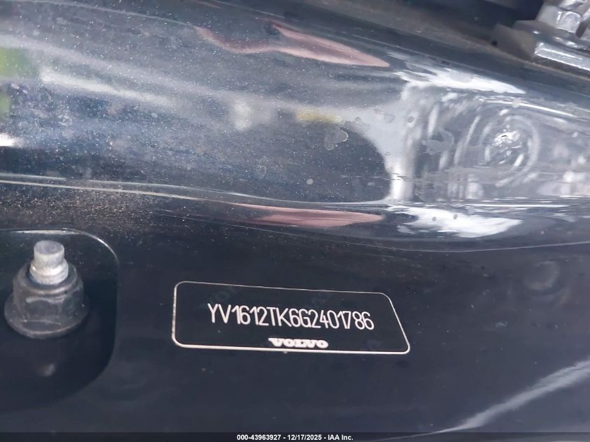 2016 Volvo S60 T5 Premier VIN: YV1612TK6G2401786 Lot: 43963927