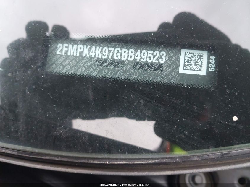 2016 Ford Edge Titanium VIN: 2FMPK4K97GBB49523 Lot: 43964075
