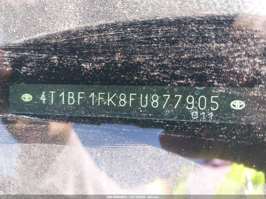 2015 Toyota Camry Xse VIN: 4T1BF1FK8FU877905 Lot: 43964083