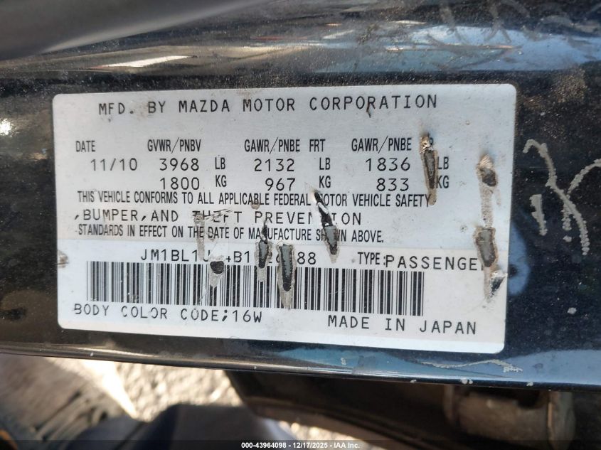 2011 Mazda Mazda3 I Sport VIN: JM1BL1UF4B1426288 Lot: 43964098