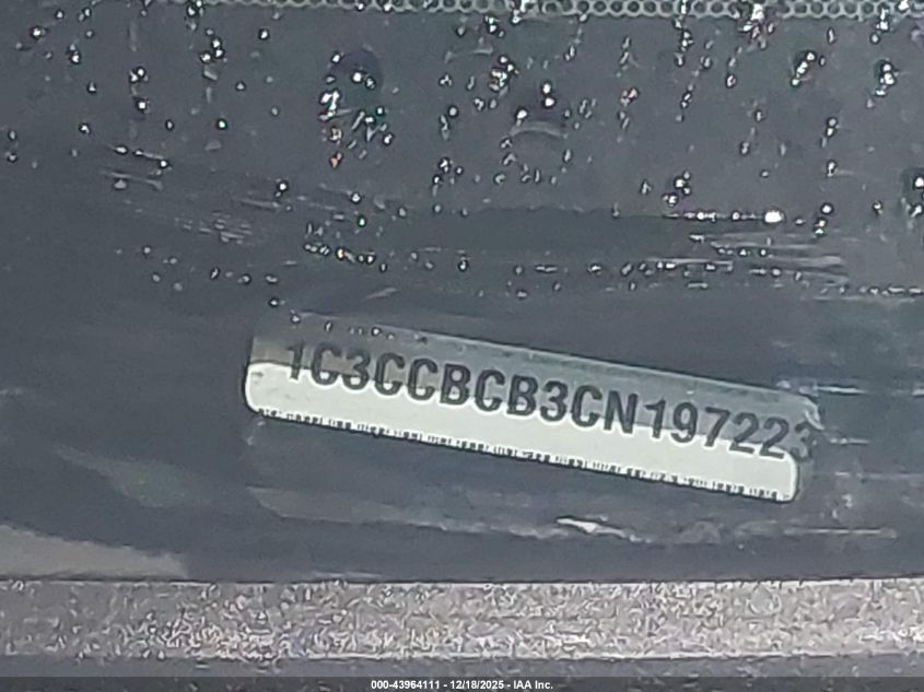 2012 Chrysler 200 Limited VIN: 1C3CCBCB3CN197223 Lot: 43964111