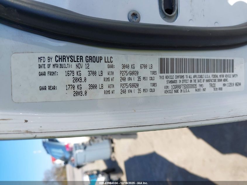 2013 Ram 1500 Express VIN: 1C6RR6FT5DS559935 Lot: 43964324